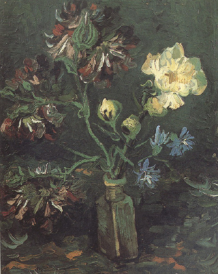 Vase with Myosotis and Peonies